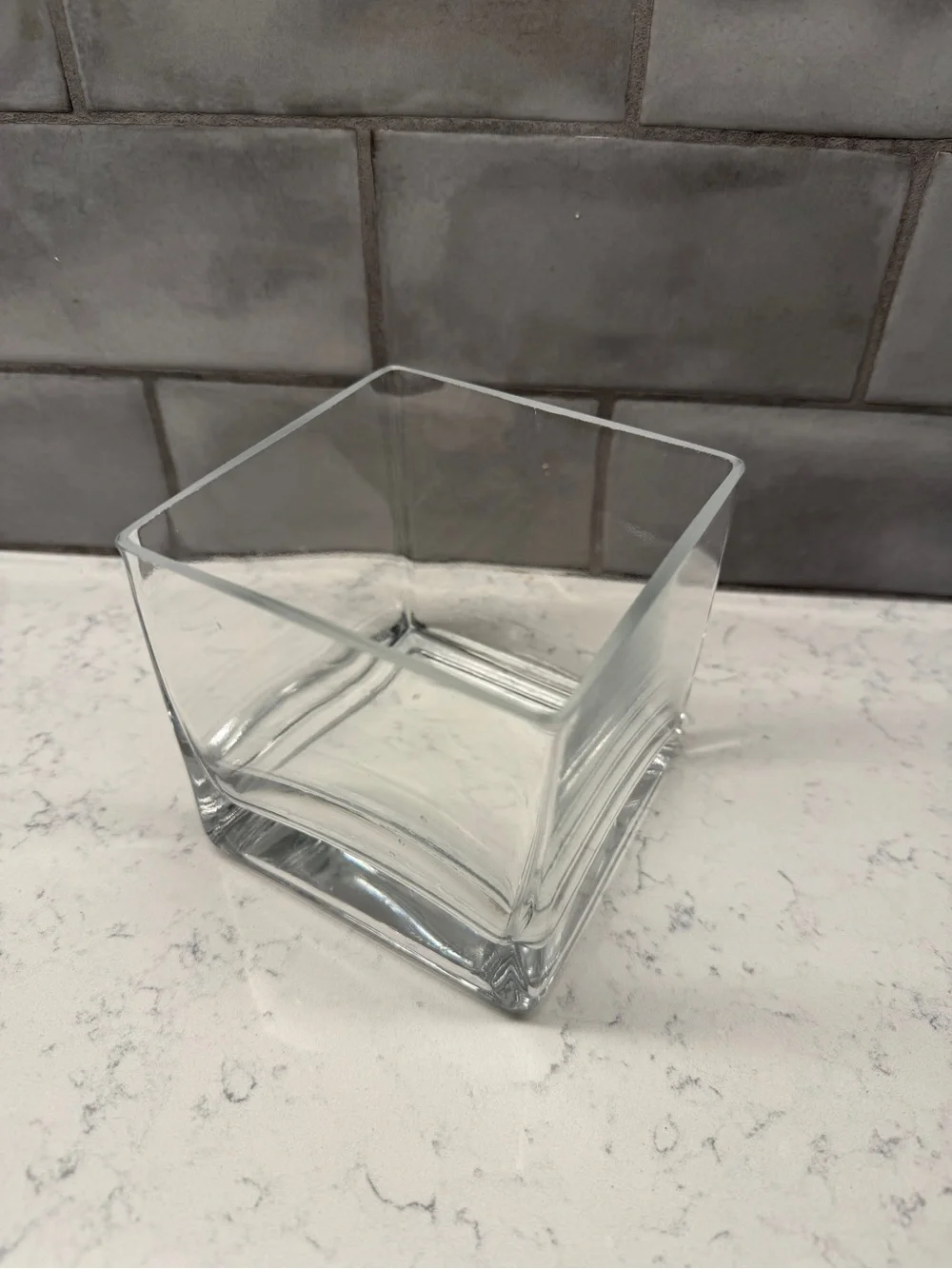 Clear Square Glass Vase / Candle Holder